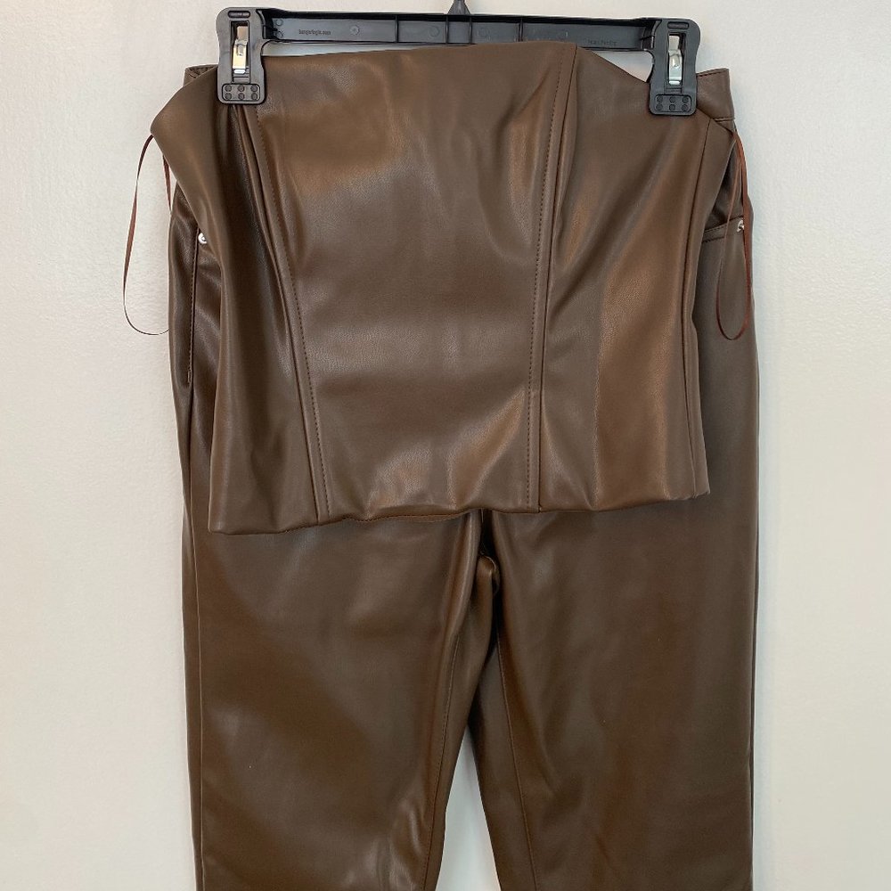 Weworewhat- Pleather strapless top and pants set! Size 4 top /28 pant